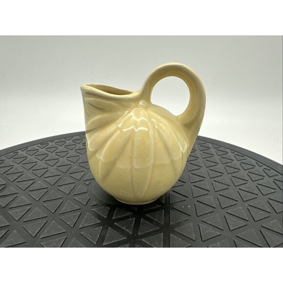 Vintage Yellow Pottery Miniature Poinsettia Pitcher Vase - Picture 1 of 7